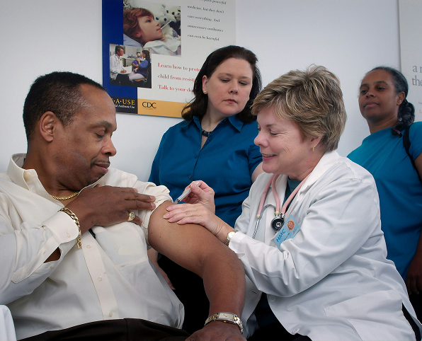 man getting a vaccine