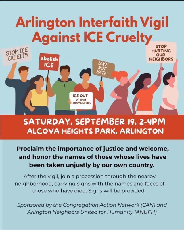 Arlington Interfaith Vigil Against ICE Cruelty